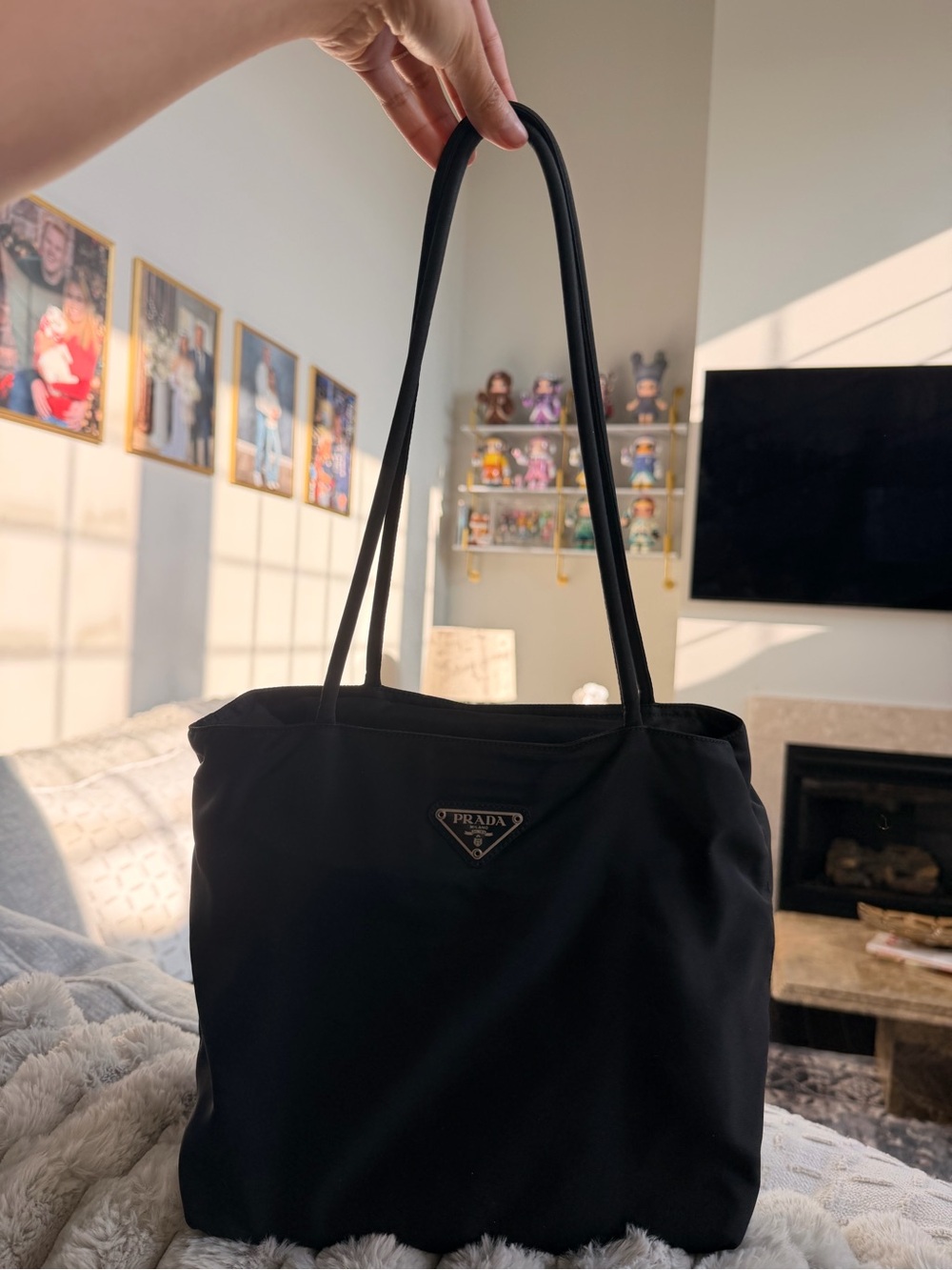 Prada Black Nylon Tote with Triangle Logo